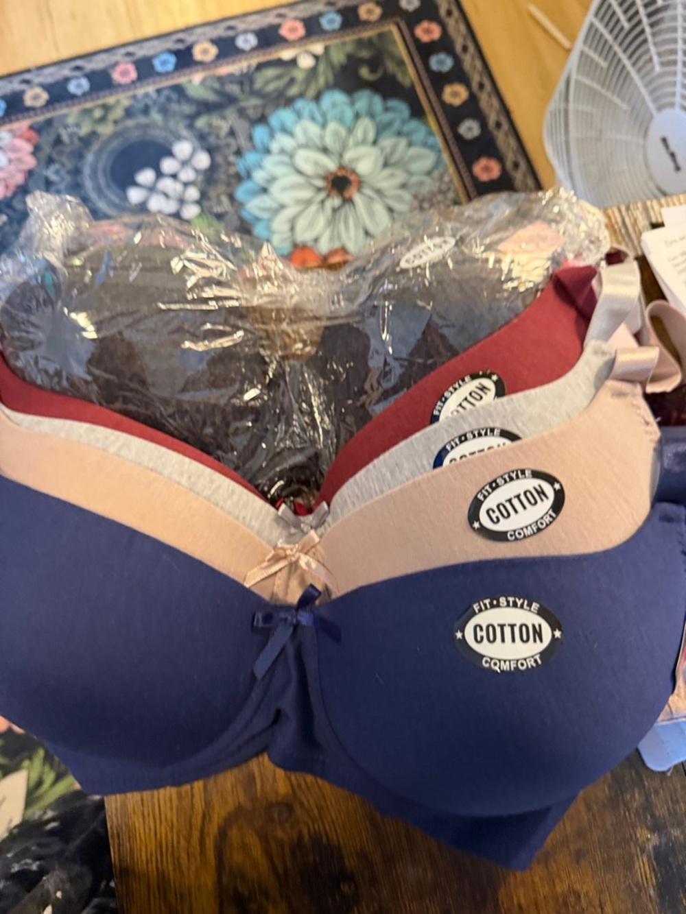 Mamia Cotton Comfort Bras in Blue, Pink, Gray and Burgundy and Black